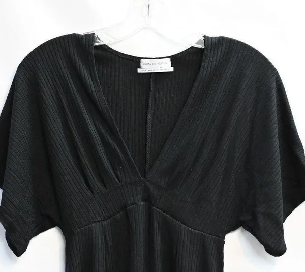 Urban Outfitters Claudia Dress Ribbed Knit Plunging Mini Size XS Black - Image 4