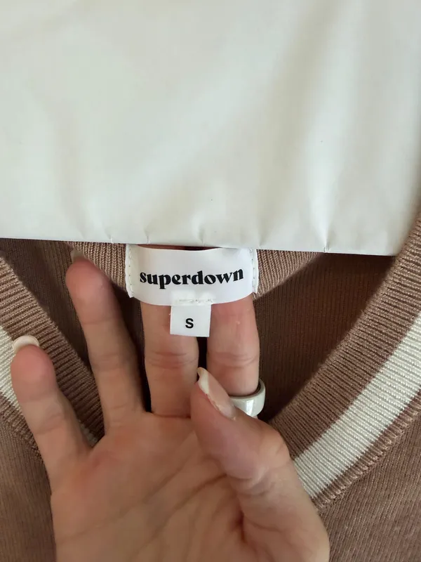 superdown Bonnie Varsity Skirt Set in Toast | Size S - Image 4