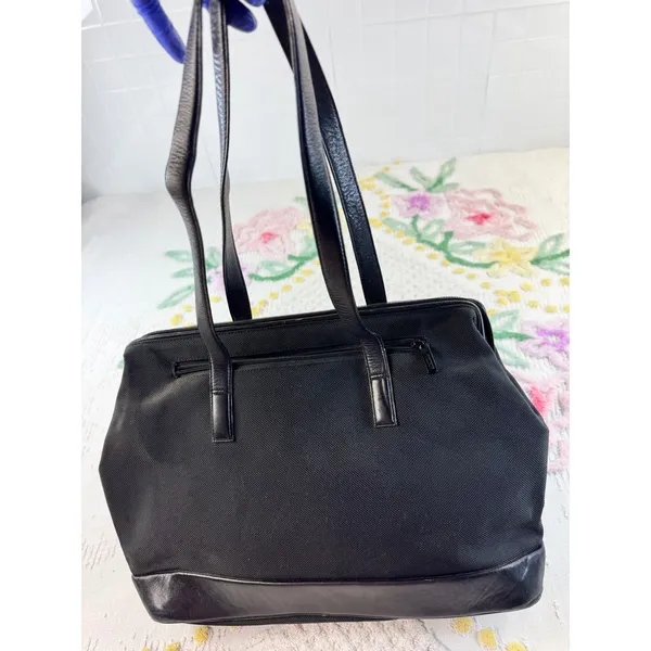 Tumi Black Ballistic Nylon Leather‎ Trim Tote Bag Work Travel Shoulder Bag - Image 5