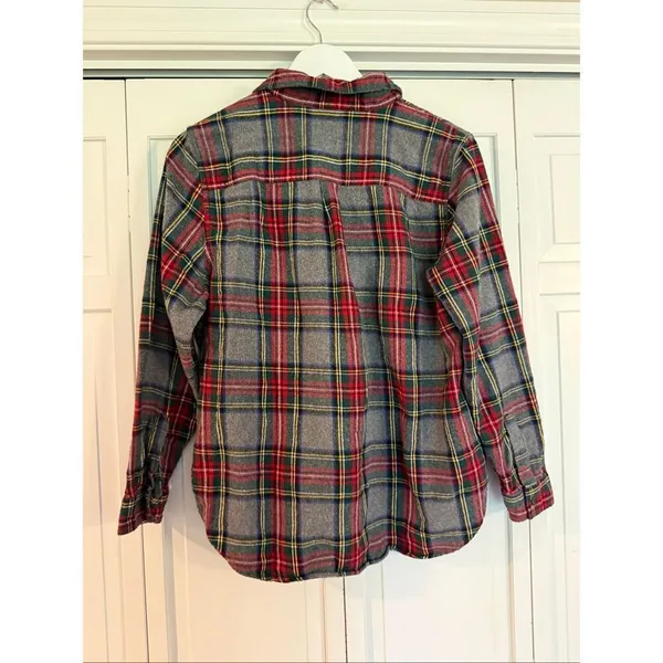 L.L. Bean relaxed fit flannel pullover zip up sweater large - Image 5