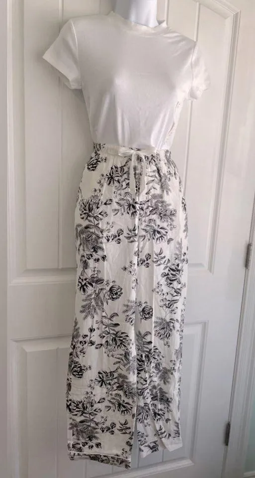 Stars Above x A New Day Floral Print Women's Pants & Ribbed White Shirt XS NWT - Image 5