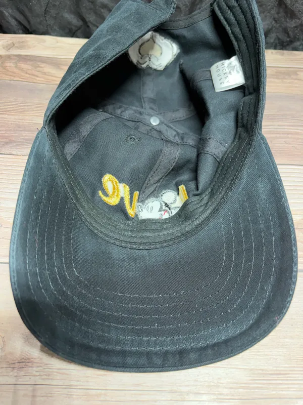 Disney Mickey Mouse Embroidered Love Heart Black Adjustable Hat - Image 5