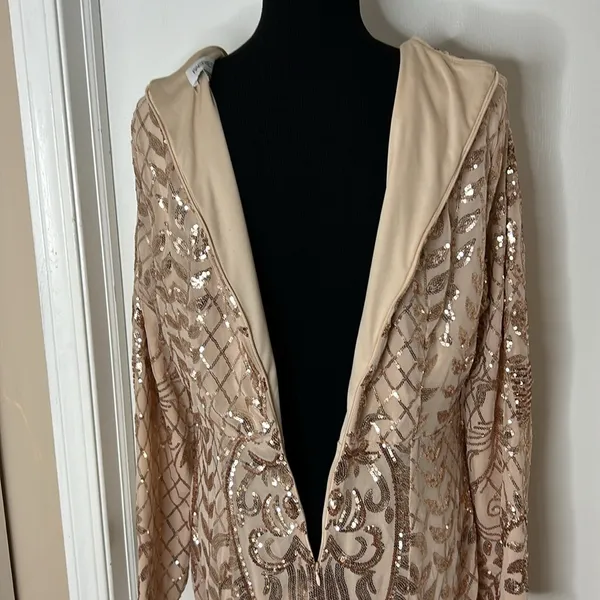Formal sequence Dress v square Neck long Sleeve Mermaid Evening Gown Size 1X. - Image 10
