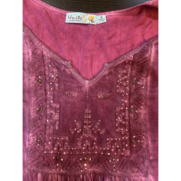 Unity World Wear Whimsygoth Sequin Boho‎ Tunic Women's Small Purple Top Blouse - Image 6