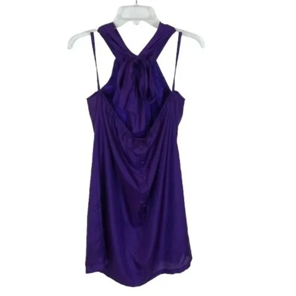 NWT Industry Womens Size Large 100% Silk Royal Purple Halter Neck Mini Dress NEW - Image 3