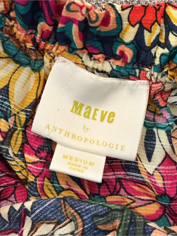 Anthropologie Maeve Adelaide Strapless Blouse Anthro Tank Top Floral Medium - Image 6