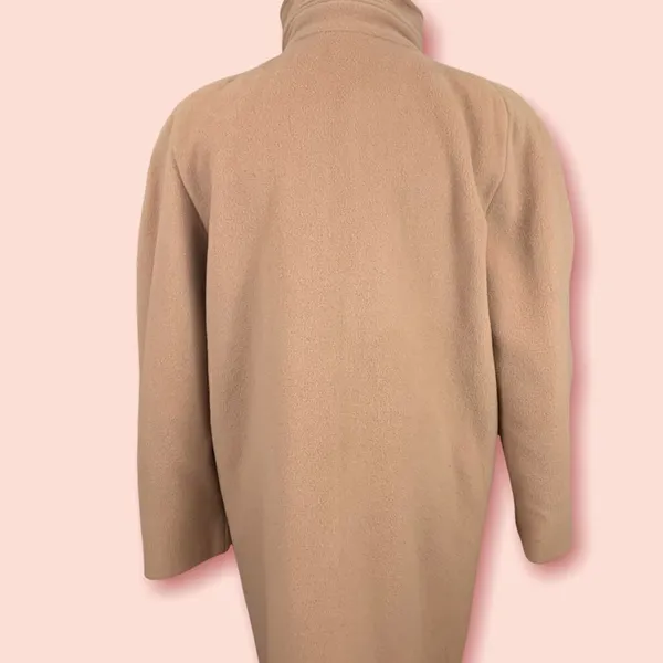 Vintage single button wool swing coat tan L Tan Size L - Image 3