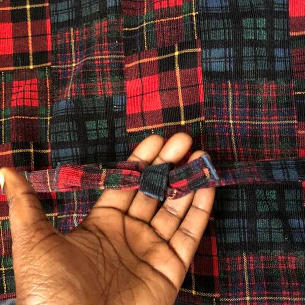 Vintage Granny Cottage core Tapestry Snowman Plaid Tartan Tie Back Christmas Vest Jacket Sleeveless All Over Pring #Grandmacore #festive #retro #preppy #Whimsy Measurement in pics - Image 3