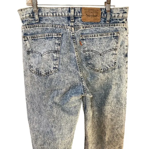 Vintage Levi's Acid Washed Orange Tab 550 Relaxed Taper Jeans Denim 36 X 32 - Image 6