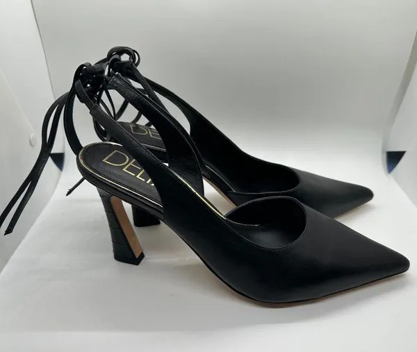 Deltan Juliana Leather Ankle Tie Pumps Black Size 9.5 - Image 2