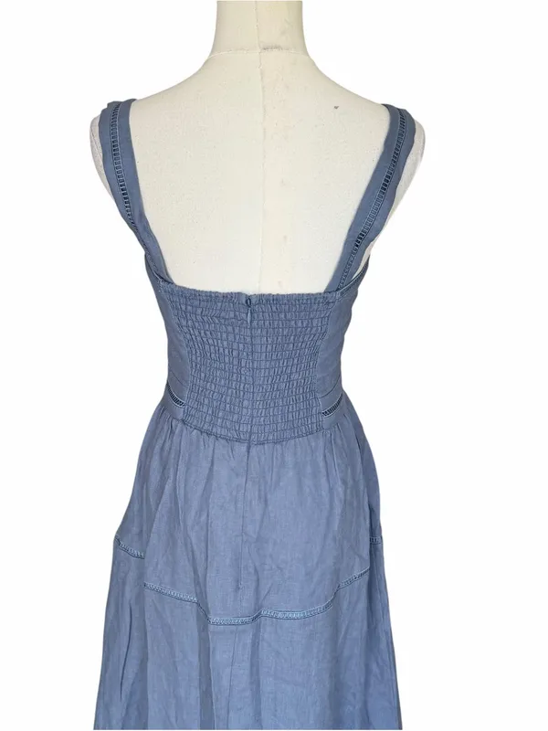 Reformation - NWT Everett Linen Midi Dress Cornflower Blue Size 2 - Image 6