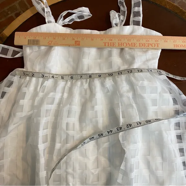 Amanda Uprichard Russo Dress Size Medium‎ White Gingham Babydoll Mini Bridal - Image 4