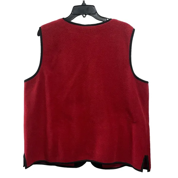 Bob Mackie Red Vest Wearable Art Women's XL Embroidered Pocket Full zip Up Artsy - Image 5