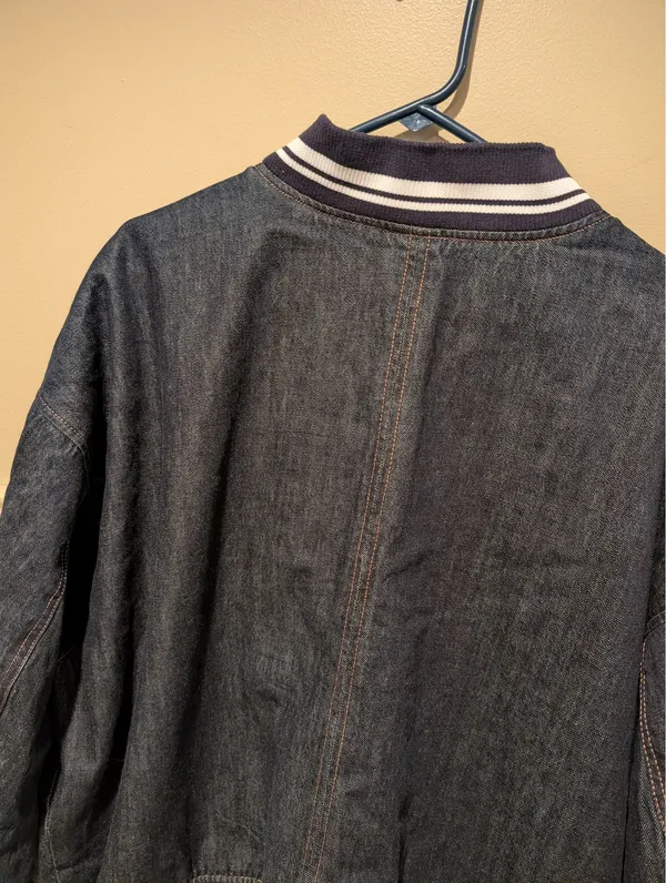 Old Navy Dark Denim Bomber Jacket - Image 9