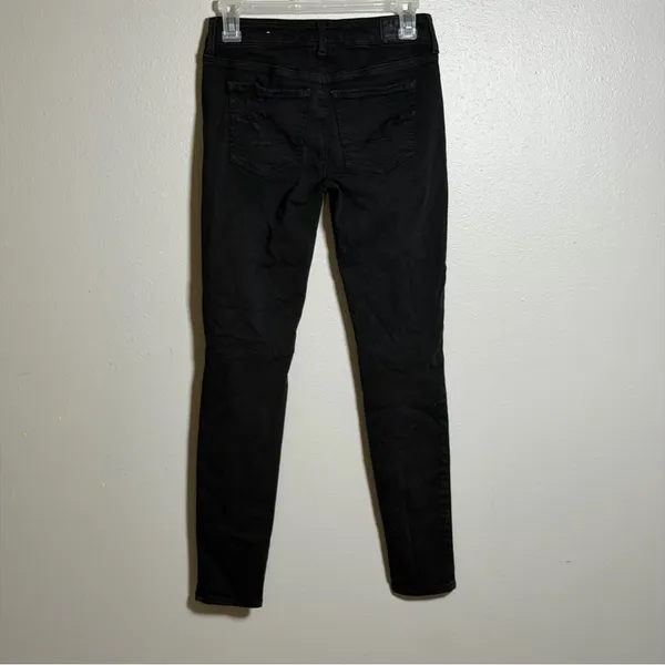 American‎ Eagle Women Denim Black Distressed Jegging Jeans Next Level Stretch 4 - Image 5