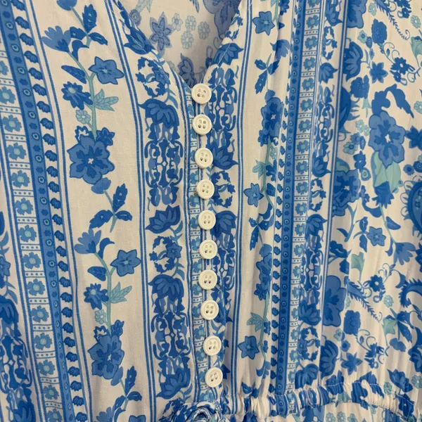 R Vivimos Tiered Peasant Dress Sz XL 16/18 Boho Cottagecore Paisley Euro Summer - Image 4