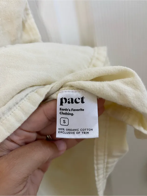 Women’s Pact Organic Coastal Double Gauze Throw-And-Go Dress Butter Yellow Sz S - Image 6