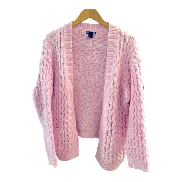 H&M Oversized Cable Knit Cardigan Bubblegum Pink Size XS - Image 6