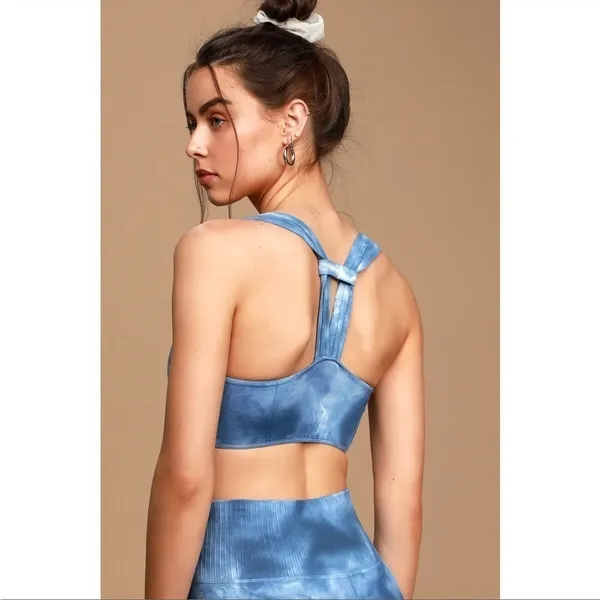 FREE PEOPLE On The Radar Blue Tie Dye Medium Impact Sports Bra - Image 2