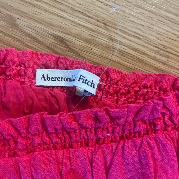 Abercrombie & Fitch A&F‎ Linen Blend Ruched Crop Tank Top Pink Sleeveless XXXL - Image 3