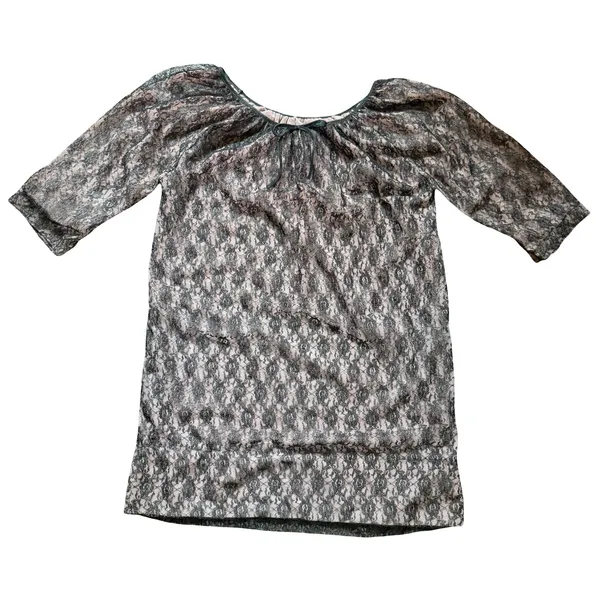 VTG 60s Carol Brent Black Lace Blouse Peasant Top Mini Dress Sheer Boho Goth M - Image 2