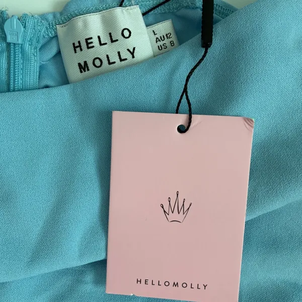 Hello Molly Blue Ruched Mini Dress Cowl Neck‎ Ruffle Hem A04200HM Womens 8 NWT - Image 10