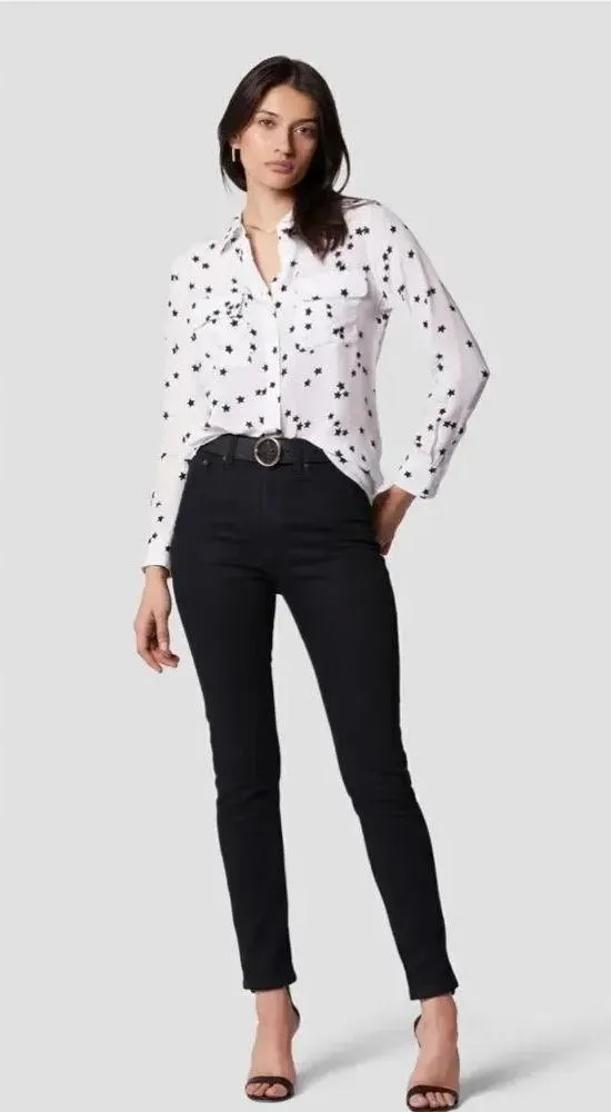 Equipment Star Print Long Sleeve Silk Blouse medium - Image 11