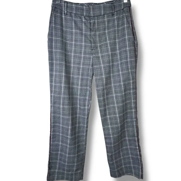 Abercrombie & Fitch Simone Plaid High Rise Ankle Flare Tailored Trouser Pants - Image 3