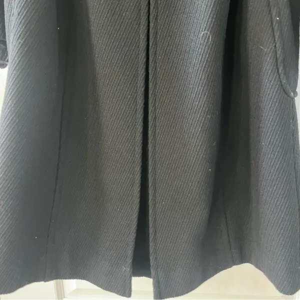 LOFT Ann Taylor Women’s Coat Wool Blend Black Textured Tie Size 4 Mid Length - Image 6