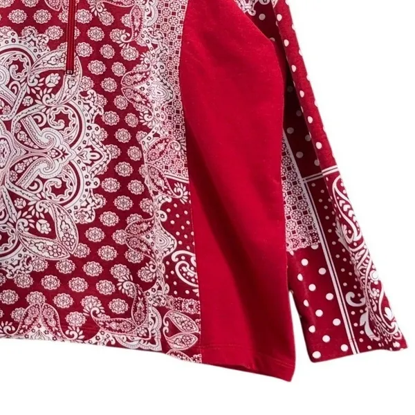 Susan Graver Quarter Zip‎ Red 1X - Image 5