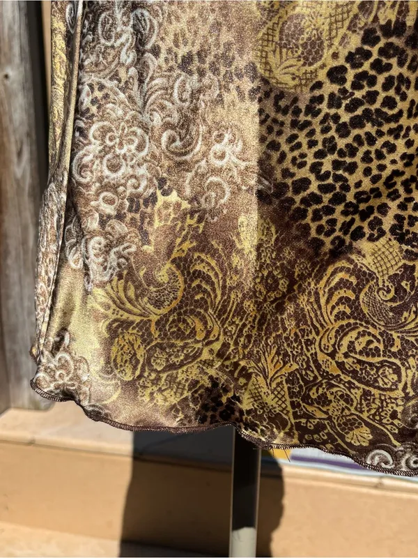 Y2K EK Designs Satin Lace Trim Animal Print Paisley Camisole Tank Top Size M - Image 4