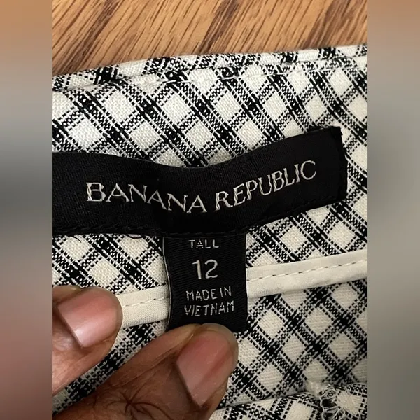 Banana Republic Black And White Gingham Plaid Dress Size 12 - Image 12