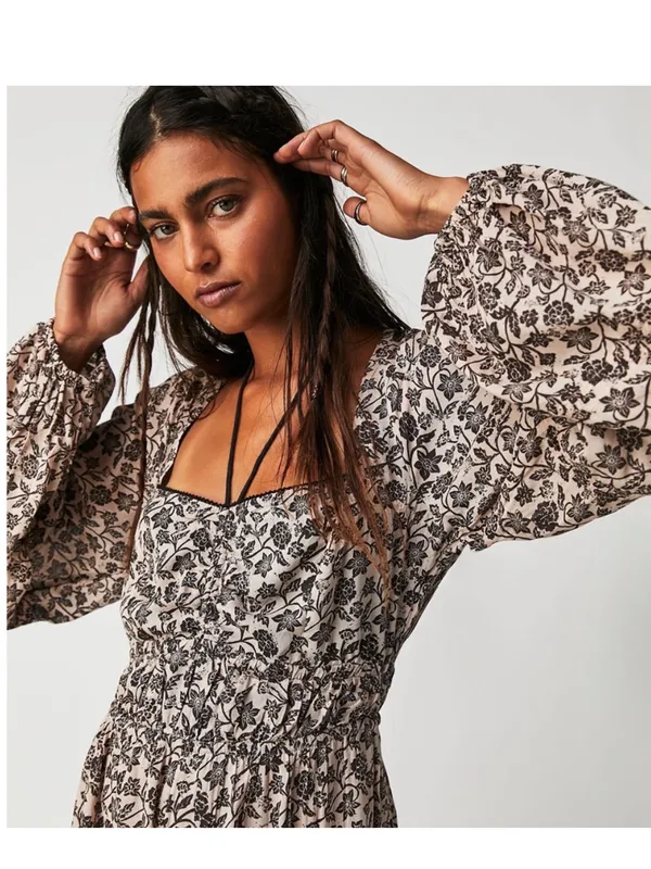 Free People Forever Timeless Soulmate Cut Out Boho Brown Jumpsuit S - Image 4