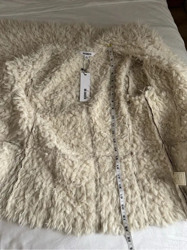 Suede and faux shearling fur Wrap long sleeve jacket BB Dakota NWT Small Tan - Image 9
