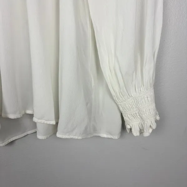 Zara White Smocked Neck‎ Long Sleeve Blouse Cottagecore Coquette Size XS - Image 6