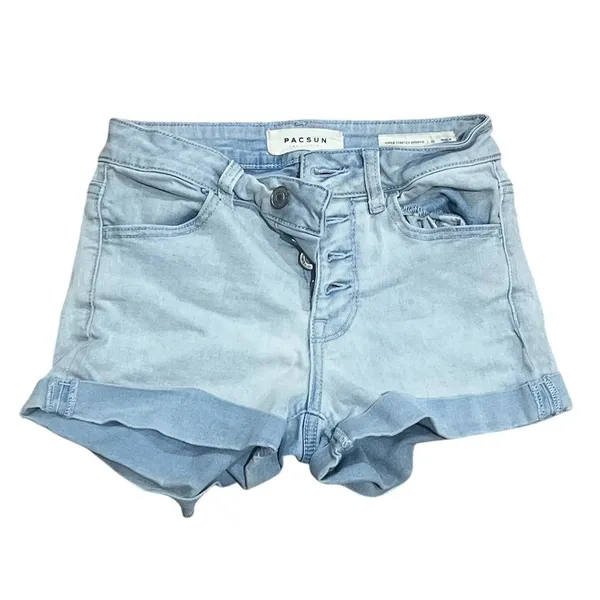 Pacsun Girl's High Waisted Denim Shortie Shorts Blue Size 23 - Image 3