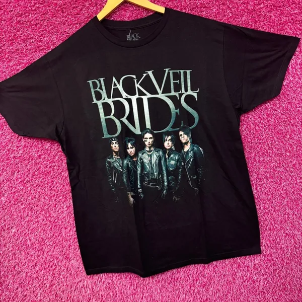 Black Veil Brides Leather Portrait Gothic Metal Band Tee XL - Image 3