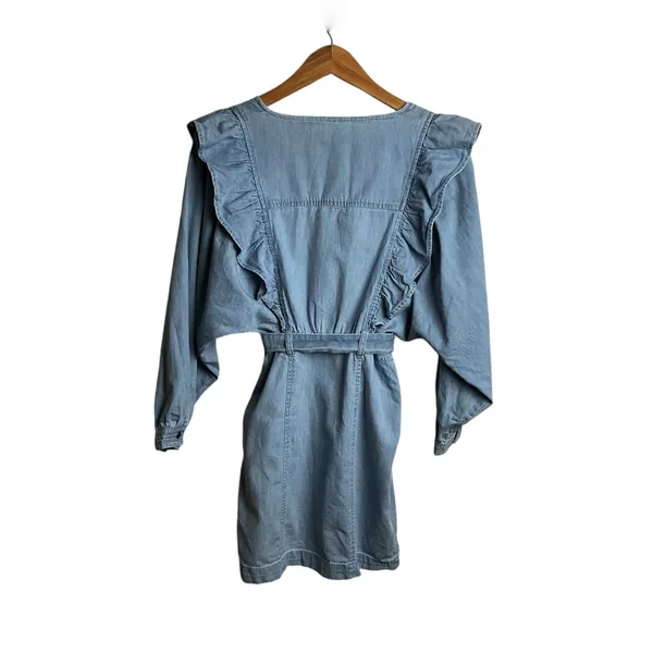 Free People Chambray‎ Mini Dress Size XS Blue - Image 3