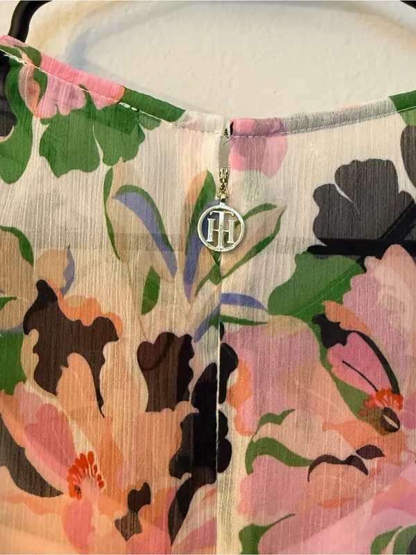 Tommy Hilfiger Floral High-Low Chiffon Maxi Dress - Pink & Green size 8 - Image 6