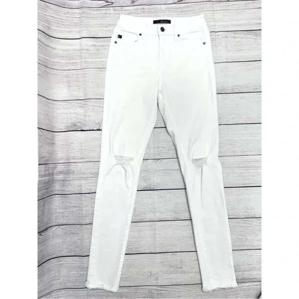 KanCan High Rise Ankle Skinny Distressed Jeans White Stretch Women's Size 25 - Image 2