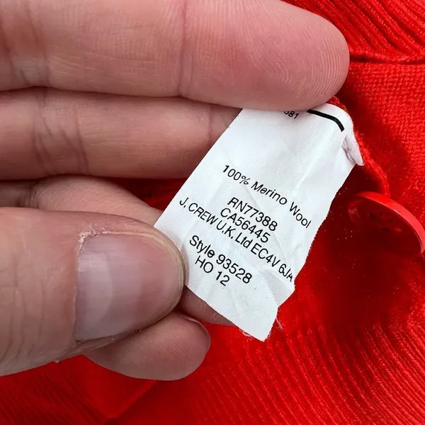 J. Crew Blood Orange Merino‎ Wool Cardigan small button down - Image 4
