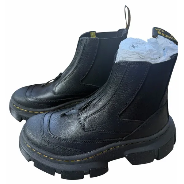 NEW Dr. Martens Leather Beta 2976 DMXL Zip Up Chelsea Boots Black W 7 EU 38 Doc - Image 2