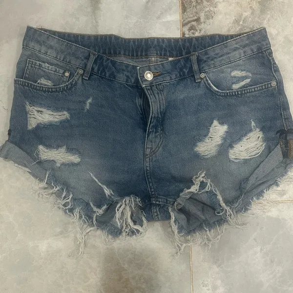 Denim Casual Blue Distressed Jean Shorts - Image 8