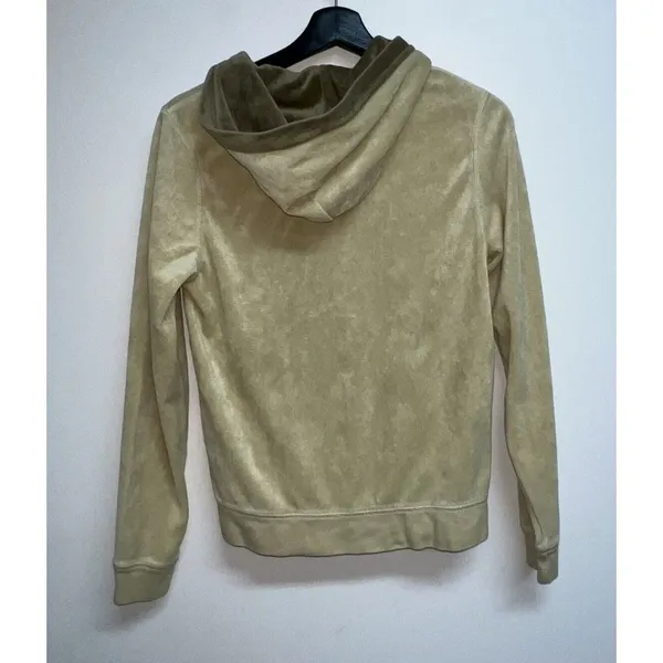 Polo Jeans Co Ralph Lauren Womens Velour Hoodie Track Jacket Size M Green Zip Up - Image 5