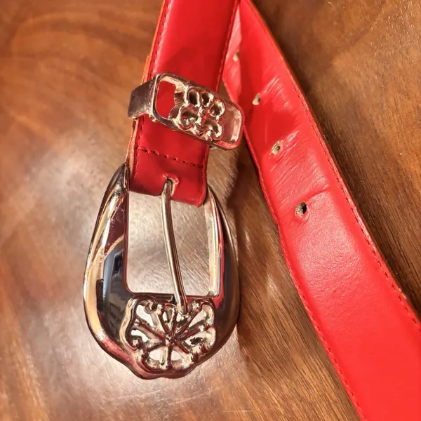 Harve' Benard‎ Red Leather Belt Silver Western Concho Buckle Large 39" Statement - Image 13