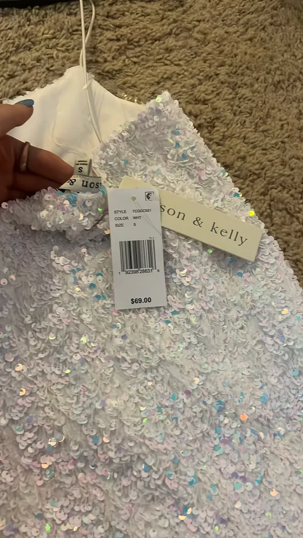 Dillard's White Beaded HOCO Dress - Image 2