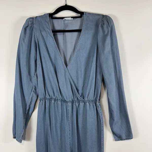 Lovers & Friends Jumpsuit Size S Blue Chambray Denim Long Sleeve Boho‎ Chic - Image 3