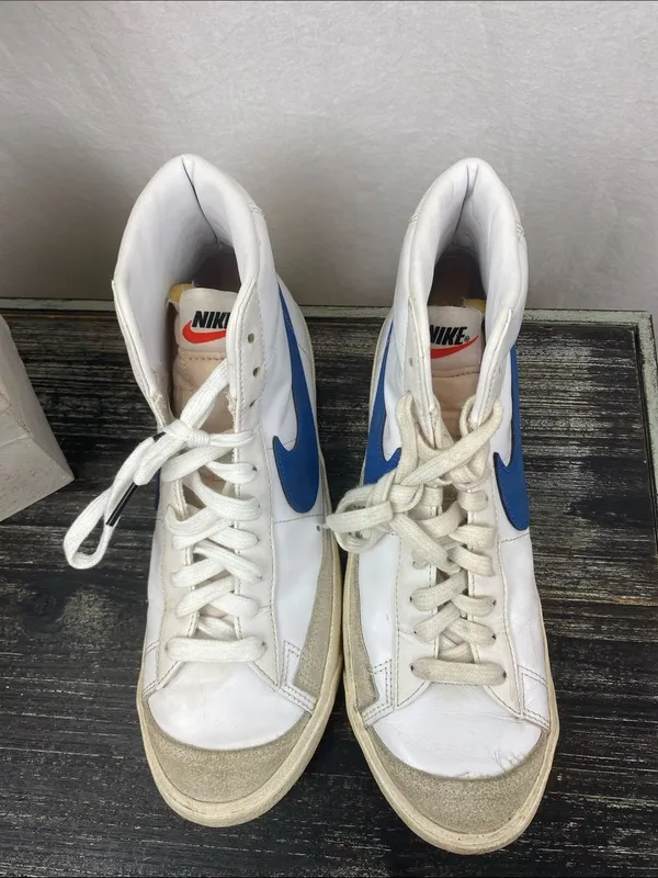 Nike White & Blue Leather Blazer Mid 77 Game Royal Hi Top Sneaker Shoes 9.5 - Image 3