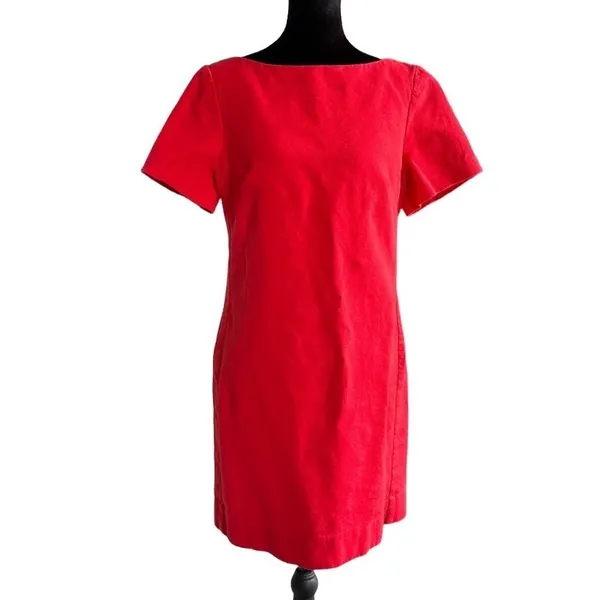 Maeve Anthropologie Red Bow Back Open Back Shift Mini Dress Sz 10 Short Sleeve - Image 3