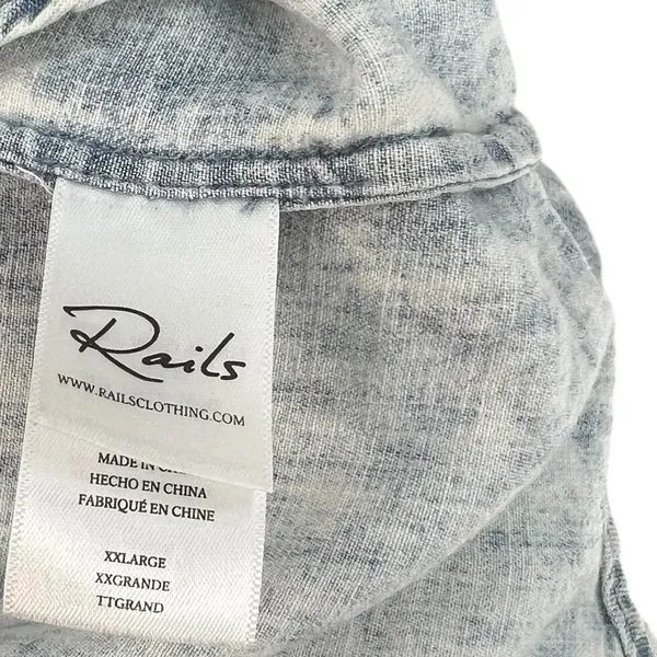 Rails Adele Shirt Dress Long Sleeve Light Acid‎ Wash Denim Blue Size XXL - Image 13